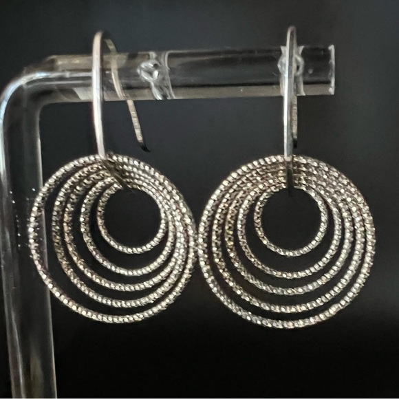 Italian 925 Sterling Silver Multi-Hoop Earrings – Diamond Cut - Picture 9 of 15